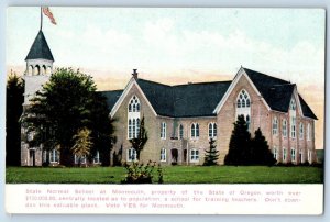 Monmouth Oregon OR Postcard State Normal School Building Political Advertising