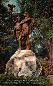 Monuments Coming Of The Whale Man Statue In Plaza Park Portland Oregon