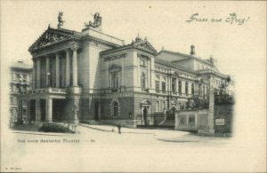 Gruss Aus Prag Prague Czech Das Neue Deutsache Theater c1900 Postcard