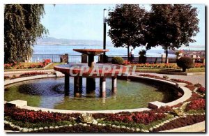 Old Postcard Thonon Les Bains Les Jardins du Chateau de Sonnaz Leman and Shore