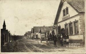 czech, DVORCE DVORCŮ, Street Scene, Hostinec Uborovicky (1923) RPPC Postcard