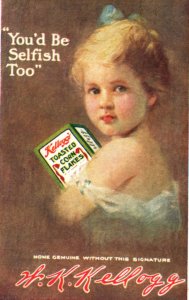 Kelloggs Advertising Postcard Girl Cornflakes Postcard