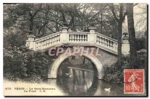 Old Postcard Paris Parc Monceau Bridge