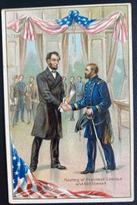 Mint USA Picture Postcard Civil War Meeting Of President Lincoln & Gen Grant