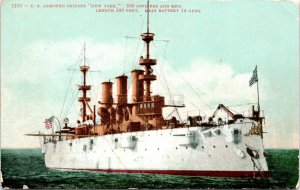 Armored Cruiser New York Postcard PM St Peter Montana 1909 Anna Adams WI