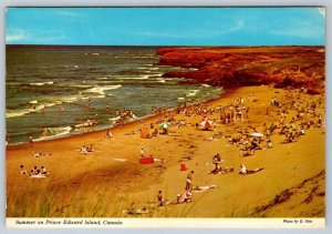 Busy Summer Scene, Cavendish Beach, Prince Edward Island, PEI Postcard