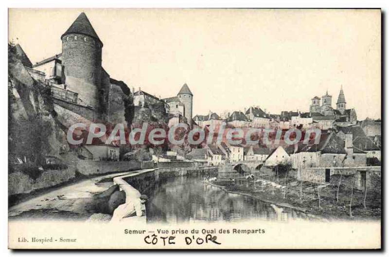 Old Postcard Semur Vue Prize Du Quai Des Remparts