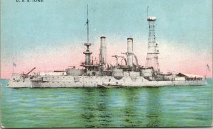 USS Iowa Ship Antique Divided Back Postcard Defenders Humanity Sea Series UNP 