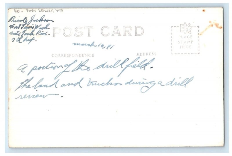 c1940's 3rd Div. Review Fort Lewis Washington WA RPPC Photo Ellis Postcard 