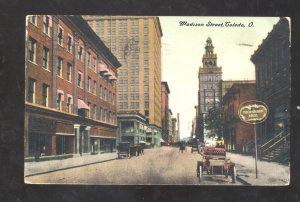 TOLEDO OHIO DOWNTOWN MADISON STREET SCENE VINTAGE POSTCARD