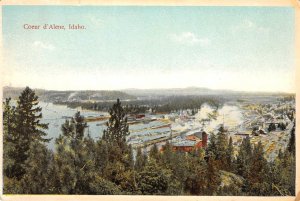 Coeur d'Alene, Idaho Bird's Eye View Kootenai County c1910s Vintage Postcard