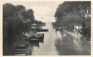 Sailing boats navigation themed postcard Hungary Siofok chanel pier 1934