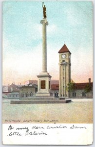 Baltimore Revolutionary Monument Vintage c1905 Postcard No. 633