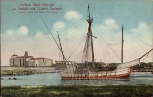 Chicago IL Jackson Park La Rabida & Spanish Caravel c1910 Postcard