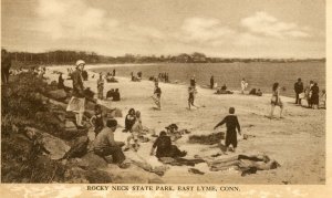 Postcard Early View of Beach at Rocky Neck State Park, East Lyme, CT.  L9