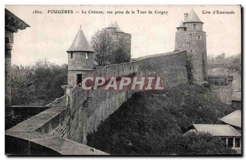 Old Postcard Fougeres Chateau view from the Tower of Coigny