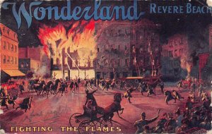 Revere Beach Massachusetts Wonderland  Fighting the Flames Postcard AA74633