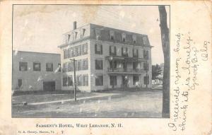 West Lebanon New Hampshire Sargents Hotel Street View Antique Postcard K85097