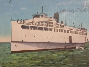 Postcard Steamer 1939 Naushon New Bedford Marthas Vineyard Nantucket Ship Boat