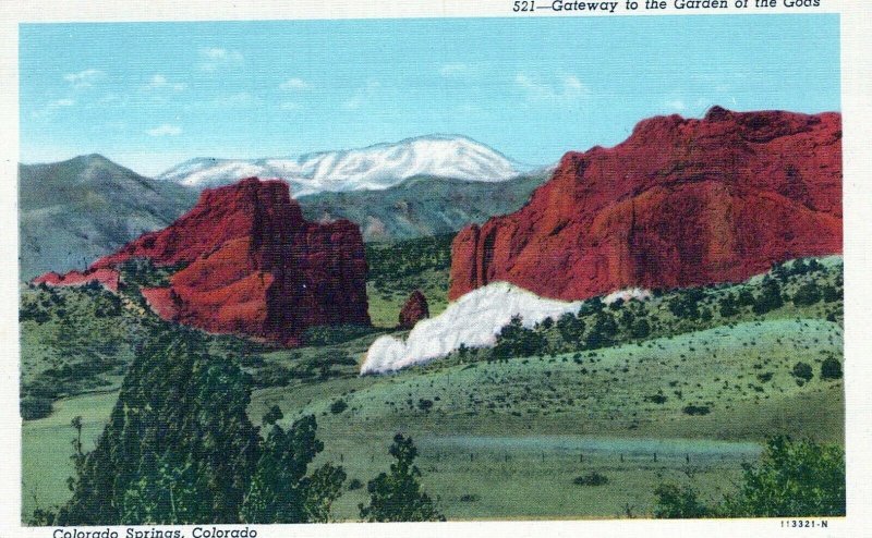 Gateway To The Garden Of The Gods Colorado Springs CO Vintage Linen Post Card