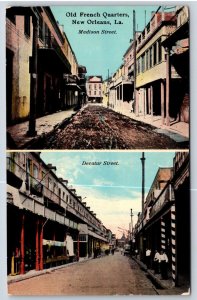 Decatur and Madison Street Dual View New Orleans Louisiana LA UNP DB Postcard Y8