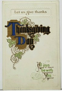 Let Us Give Thanks THANKSGIVING DAY All Joys Be With You 1913 Dundee Postcard J1