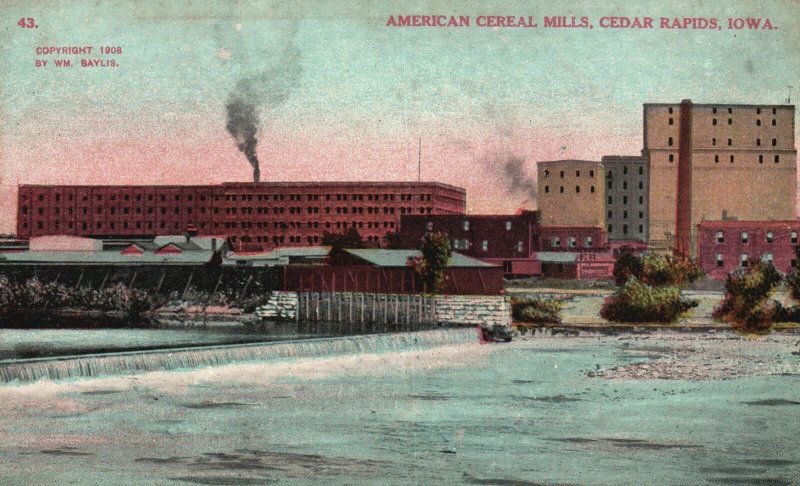 Vintage Postcard 1910's American Cereal Mills Production Cedar Rapids Iowa IA