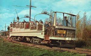 Vintage Postcard Seashore Trolley Museum Cars Golden Chariot Kennebunkport Maine