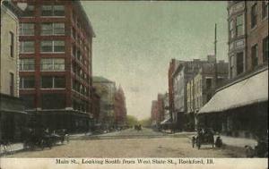 Rockford IL Main Street c1910 Postcard