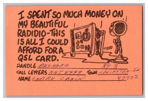 Postcard QSL CB Ham Radio Amateur Card From Covington IN Indiana KKT8999 
