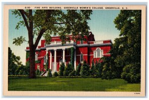 Fine Arts Building Greenville Women's College South Carolina SC Vintage Postcard