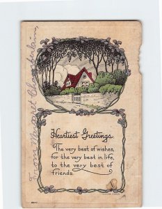 Postcard Friendship Greeting Card with Quote and Embossed Art Print