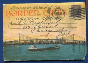 Border Cities Ontario Canada Walker Airport Giles Blvd Detroit Postcard Folder