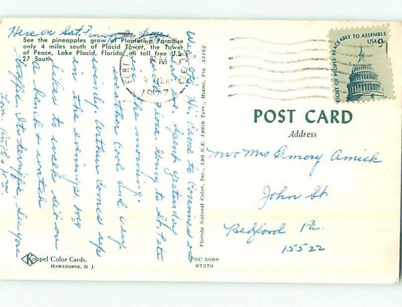 Pre1980 PLANTATION PARADISE PINEAPPLE Lake Placid By Sylvan Shores