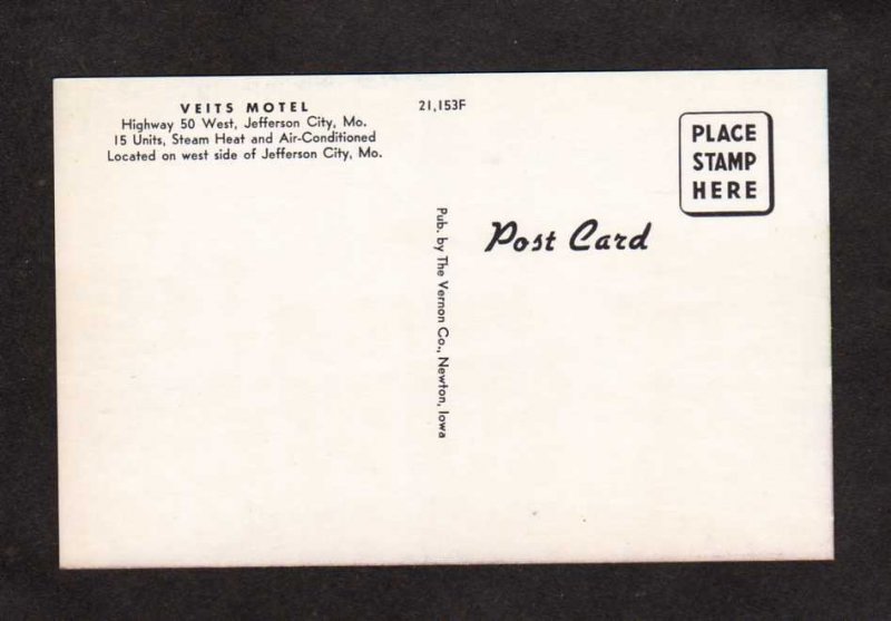 MO Veits Motel Hwy 50 Jefferson City Missouri Postcard