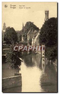 Old Postcard Belgium Bruges Green Quay