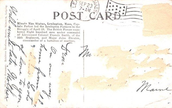 Minute Man StatueLexington, Massachusetts Postcard