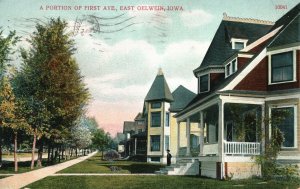 Vintage Postcard 1910's A Portion of First Ave East Oelwein Iowa IA