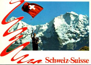 Switzerland Berner Oberland Fahnenschwinger Mit Moench und Jungfrau 1992