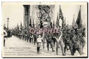 Old Postcard Army Defile of victory Paris July 14, 1919 The English flag has ...