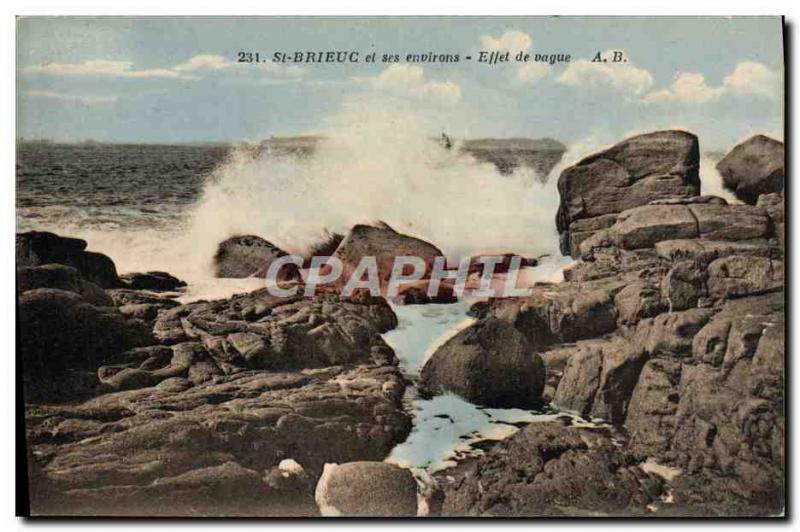 Old Postcard St Brieuc and Wave Effect Surroundings