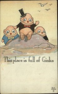 Brill Ginks Fantasy Comic Beach Rocks c1915 Postcard