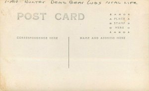 C-1910 Hunter Dead bear cubs rural life RPPC Photo Postcard 22-3171