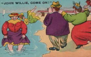 Comic Postcard - Beach / Seaside / Beach / Women / Man / Binoculars  RS24219