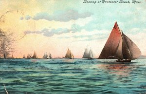 Vintage Postcard 1907 Boating At Nantasket Beach Ocean Adventure Massachusetts