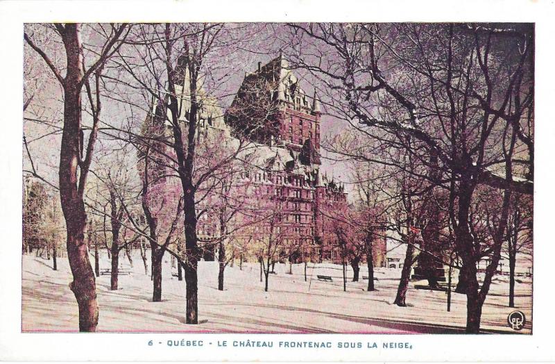 Canada Quebec Chateau Frontenac Birds Eye View and Snow 2 Vintage Postcards