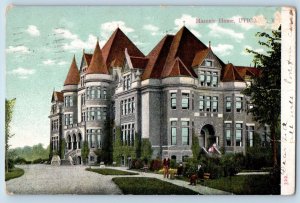 Utica New York Postcard Masonic Home Exterior View Building 1908 Vintage Antique