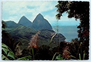 2 Postcards ST. LUCIA, West Indies~ PIGEON ISLAND & Pitons SOUFRIERE 1964~4x6