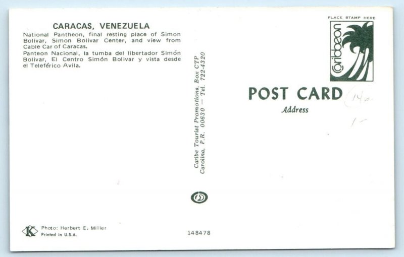 National Pantheon Cable Cars CARACAS Venezuela Postcard