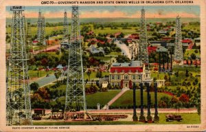 Oklahoma Oklahoma City Governor's Mansion and State Owned Oil Wells 1955...